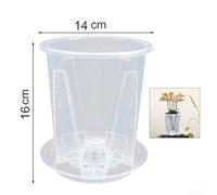 Lot de 5 pots à orchidée en plastique transparent avec drainage pour jardin (14 cm)
