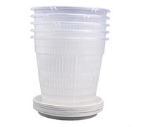 Lot de 5 pots à orchidée en plastique transparent avec trous inférieurs et soucoupes, conçus pour soutenir la croissance des racines et l'évacuation de l'eau (16 cm)