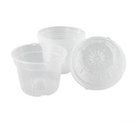 Lot de 5 pots à orchidée transparents à base de polypropylène avec ouvertures de drainage sur toutes les surfaces critiques pour maintenir la santé des racines et l'équilibre d'hydratation (taille M)