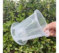 Lot de 5 pots à orchidées en plastique transparent avec soucoupe pour une meilleure croissance et drainage des plantes (14 cm)