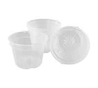 Lot de 5 pots à orchidées transparents en polypropylène avec trous de drainage positionnés pour un maximum d'échange d'air et un minimum de risque de rétention d'eau (taille M)