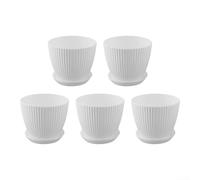 Lot de 5 pots de fleurs élégants en résine de 15,2 cm pour un jardinage élégant, conçus avec drainage pour une santé optimale du sol (blanc)