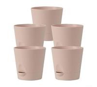 Lot de 5 pots de fleurs en plastique avec système d'arrosage automatique et trous de drainage pour une croissance saine des plantes grasses et des petites plantes d'intérieur (rose)