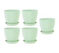 Lot de 5 pots de fleurs en plastique de 15,2 cm pour intérieur et extérieur avec drainage pour une ventilation optimale du sol (vert clair)
