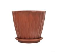 Lot de 5 pots de fleurs épais avec motif vague et support de pot pour balcon et jardinage intérieur en polypropylène (marron)