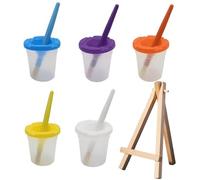 Lot de 5 pots de mélange de peinture, 5 pinceaux de peinture, 1 support de peinture, gobelet de lavage pour pinceaux, gobelet de mélange de peinture avec couvercle, pinceau de peinture graffiti,