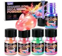 Lot de 5 poudres de mica caméléon de qualité cosmétique | Pigment changeant de couleur pour résine époxy, bougie, fabrication de savon, fard à paupières, nail art - 3 g par pot