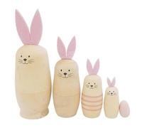 Lot De 5 Poupées De Nidification Pour La Maternelle, Motif Unique, Sans Odeur, Décoration De La Maison, Lapin Blanc Mignon, Modèle Matryoshka