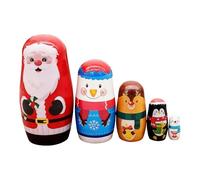 Lot de 5 poupées gigognes de Noël Matriochka en bois peintes à la main pour décorations de maison de vacances poupées russes