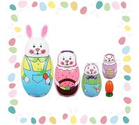 Lot de 5 poupées gigognes en Bois pour Pâques, Lapin, Carotte, décorations festives, Anniversaire, Cadeau, Maison