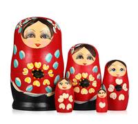 Lot de 5 poupées russes Babushka en bois pour filles - Matrioshka russe faites à la main, décoration d'intérieur traditionnelle Babushka pour enfants, adultes, cadeau d'anniversaire, décoration de