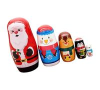 Lot de 5 poupées russes empilables en bois sur le thème de Noël