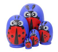 Lot de 5 poupées russes en forme d'œuf en forme d'œuf bleu peint à la main pour enfants