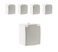 Lot de 5 prises 2P+T IP54 - Gris clair - Zenitech
