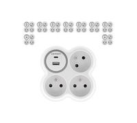 Zenitech - Lot de 5 prises 3x16A + 2 ports USB A/C - Blanc et Gris - Bolea G