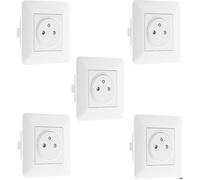 Lot de 5 prises de courant affleurantes 2P+T 16A simple blanc - Artezo