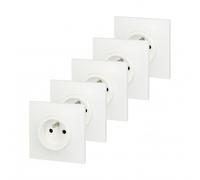 Lot de 5 prises avec terre Neptune, blanc, LEGRAND