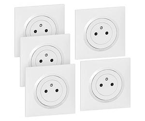 Lot de 5 prises de courant 2P+T Surface complet Dooxie One 16A - Blanc - 300421 - Legrand