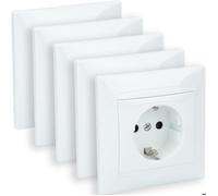 Lot de 5 prises encastrées Schuko - Blanc - Zyna - Zenitech