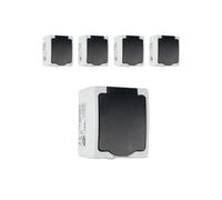 Prise extérieure étanche - ZENITECH - Lot de 5 - 16A 2P+T - IP54 - Gris - Sécurité enfants - Puissance 3680W