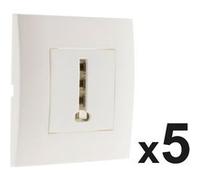 Lot de 5 prises TEL. 8 plots montés module large Blanc - Simplea G