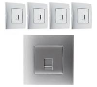 Lot de 5 prises TEL. RJ 45 cat.5 montés module large - Silver - Simplea G