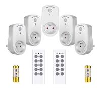 Lot de 5 prises télécommandées 2300W - 2 télécommandes, 10A, contrôle individuel ou groupé