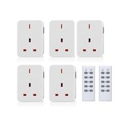 Lot de 5 prises télécommandées et 2 télécommandes, interrupteur sans fil 13 A/3120 W, portée de fonctionnement de 30 m