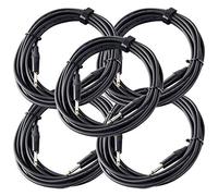 Lot de 5 Pronomic Stage INST-6 Câbles Instrument 6m (jack 6,3 mm, câble de liaison, guitare, embouts plaqués or, décharge de traction à pince) noir