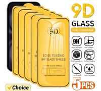 Lot de 5 protections d'écran en verre trempé 9D HD pour iPhone 17 Pro Max, 17 Pro, 14 Plus, 17 Air, 15, 16 Pro Max, 11, 12, 13 Mini, XS Max