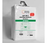 Lot De 5 Protège Matelas Jetables 90x190 Cm, Par Soleil D'ocre