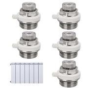 Lot de 5 Purgeurs de Radiateurs Automatiques - 1/2" Laiton Nickelé Purgeur de Chauffage avec Clapet Anti-Retour Purge Rapide pour Systèmes de Chauffage