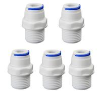 Lot de 5 raccords à connexion rapide à filetage mâle de 1,27 cm x 0,95 cm pour filtre à eau osmose inverse, distributeur de boissons et systèmes de filtration/purification d'eau