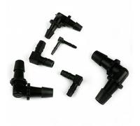 Lot de 5 raccords coudés égaux en PE noir (2,4 à 11,1 mm) for aquarium, arrosage de jardin, pompe à air et tuyau d'arrosage.(9.5mm PE)