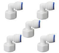 Lot de 5 raccords coudés filetés femelles de 0,95 cm x 0,95 cm pour filtre à eau osmose inverse, joint en plastique, distributeur de boissons et systèmes de filtration/purification d'eau
