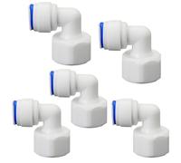 Lot de 5 raccords coudés filetés femelles de 1,27 cm x tuyau PE 0,95 cm OD à connexion rapide pour filtre à eau osmose inverse RO Joint en plastique, distributeur de boissons et systèmes de filtration