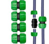 Lot de 5 raccords de réparation de tuyau d'arrosage en ABS vert | Réparez rapidement les tuyaux d'arrosage endommagés et les fuites avec ces connecteurs de tuyau ABS vert.
