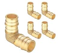Lot de 5 raccords Lidertik Pex coudés d'extension de 1,9 cm à 90 degrés, raccord de plomberie en laiton PEX ASTM F1960 à 1,9 cm PEX ASTM F1960, uniquement pour installation d'extension de tube PEX