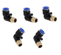 Lot de 5 raccords pneumatiques coudés 90° 1/4" sur 8 mm - Raccord Push In - Qualité industrielle
