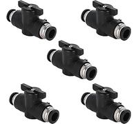 Lot de 5 Raccords Pneumatiques de 6 mm - Robinet d'Arrêt à Air Comprimé - Tuyau Rond - Tête Directe pour Raccord Rapide à Gaz