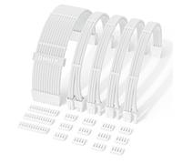 Lot de 5 rallonges de câble PSU, Full White - Management facile - Câble d'alimentation en nylon gainé - 1 x 24 broches ATX / 2 x 8 (4+4) broches EPS / 2 x 8 (6+2) broches plaquées or - Boîtier PC Full