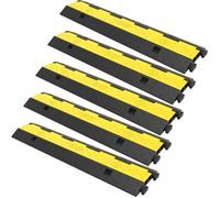 Lot de 5 Rampe de Protection de Cable - VEVOR - Cable à 2 Canaux 101x24,5x5 cm Passage de Cable au Sol PVC Charge 4989 kg