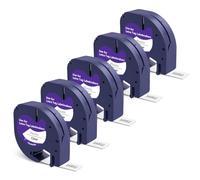 Lot de 5 recharges de ruban adhésif en plastique transparent pour étiqueteuse DYMO LetraTag 16952 12 mm x 4 m pour DYMO LT100H LT100T QX50