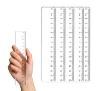 Lot de 5 règles de 15 cm - Pour l'école primaire - Pour enfants - Flexibles pour l'école - Transparentes - En plastique transparent d'un côté - Outils de mesure pour gaucher - Pour l'école