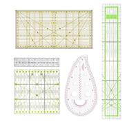 Lot de 5 règles de couture universelles pour patchwork - Règle de couture - Règle de repassage avec fonctions d'angle pour travaux manuels et artisanat en tissu - 15 x 15 cm/15 x 30 cm/5 x 30 cm