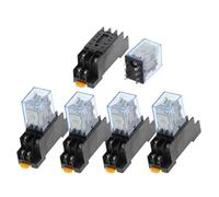 Lot de 5 relais de puissance à usage général, bobine DPDT 8 broches, lumière rouge, 12 V, 24 V, 36 V, 110 V, 220 V, 380 V, 5 A, base W, MY2NJ, MY2P, HH52P, 1 pièce(DC 12V)