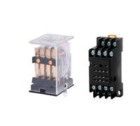 Lot de 5 relais MY4P HH54P, bobine DPDT générale AC110V 220V DC12V 24V, micro-interrupteur de relais électromagnétique avec base de prise LED MY4NJ(AC (5Pcs),12V With Base)