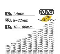 Lot de 5 ressorts compression en acier inoxydable 304, diamètre 1,4 mm, extérieur 8, 9, 10, 11, 12, for machines, libération pression durable(20mm,11mm)