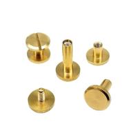 Lot de 5 rivets à vis Chicago en cuivre et laiton massif for ceinture, portefeuille, sac, album photo, scrapbooking, livre de comptes(Flat head,12mm)