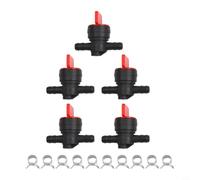 Lot de 5 robinets d'arrêt de carburant en ligne en plastique pour tondeuses à gazon compatibles avec Tecumseh et pour moteurs Kawasaki Plus dix clips inclus dans le kit d'outils de jardin
